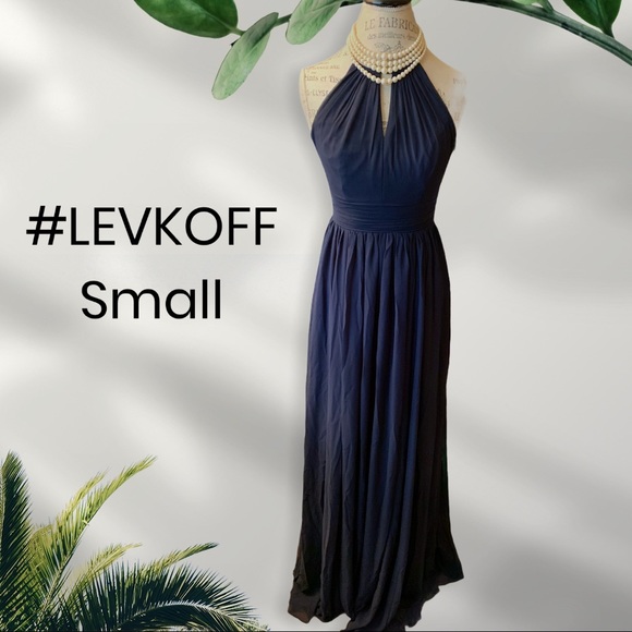 #LEVKOFF Navy Blue Bridesmaid/Prom Gown NWT - S - Picture 2 of 11